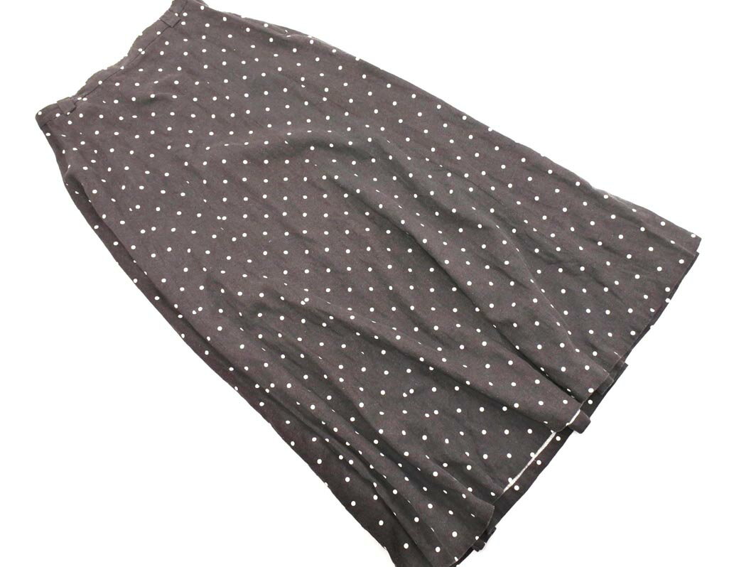 LOWRYS FARM ローリーズファーム リネン混 ドット フレア スカート sizeF/黒x白 ■■ ☆ ffa9 レディース【USED】【中古】【古着】【ブランド古着買取・販売ABJ】