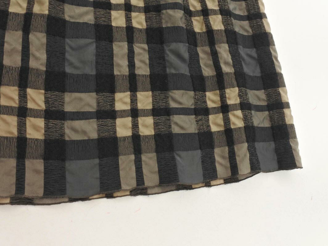 CORDIER コルディア ウール混 チェック ロング スカート size42/黒xベージュxグレー ◇■ ☆ fja7 レディース【USED】【中古】【古着】【ブランド古着買取・販売ABJ】