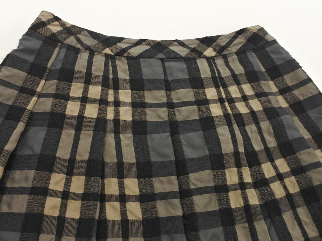 CORDIER コルディア ウール混 チェック ロング スカート size42/黒xベージュxグレー ◇■ ☆ fja7 レディース【USED】【中古】【古着】【ブランド古着買取・販売ABJ】