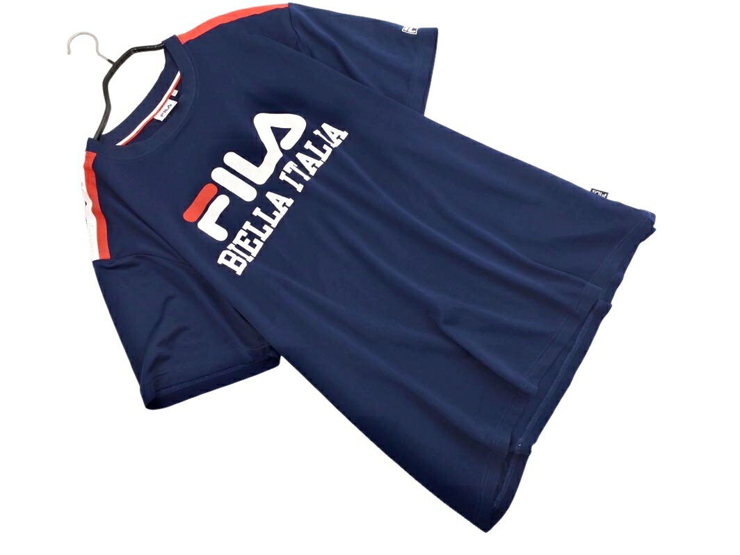 FILA フィラ 大きいサイズ ロゴ プリント トレーニングウェア カットソー size5L/紺 ■◆ ☆ fed0 メンズ【USED】【中古】【古着】【ブランド古着買取・販売ABJ】