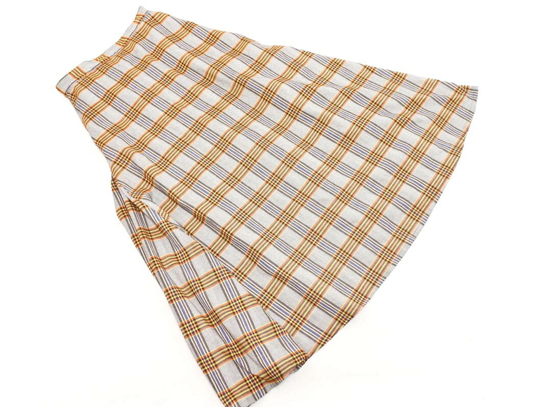 KBF ケービーエフ アーバンリサーチ チェック ロング スカート sizeONE/黄xグレー ◇■ ☆ fja2 レディース【USED】【中古】【古着】【ブランド古着買取・販売ABJ】