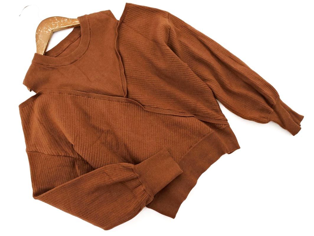 VIS ビス ショルダーカット リブ ニット セーター sizeF/茶 ◇■ ☆ eja4 レディース【USED】【中古】【古着】【ブランド古着買取・販売ABJ】