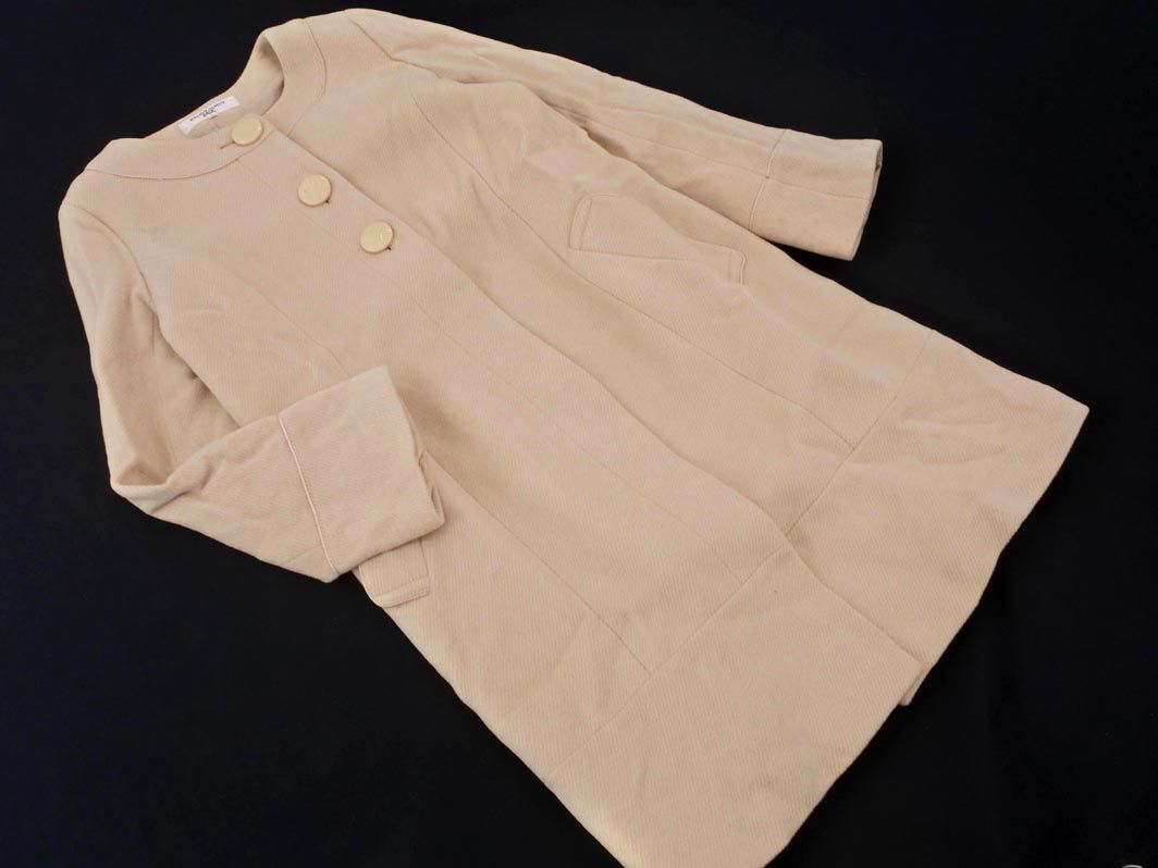 NATURAL BEAUTY BASIC ナチュラルビューティーベーシック アンゴラ混 ノーカラー コート sizeM/ベージュ ◆■ ☆ ejb1 レディース【USED】【中古】【古着】【ブランド古着買取・販売ABJ】