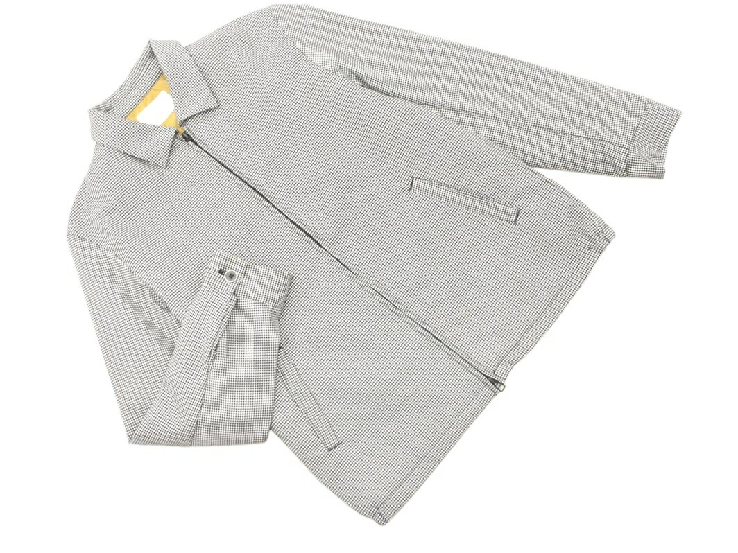 INHERIT インヘリット 千鳥柄 ジップアップ ジャケット sizeL/白x黒 ◇■ ☆ fjc1 メンズ【USED】【中古】【古着】【ブランド古着買取・販売ABJ】