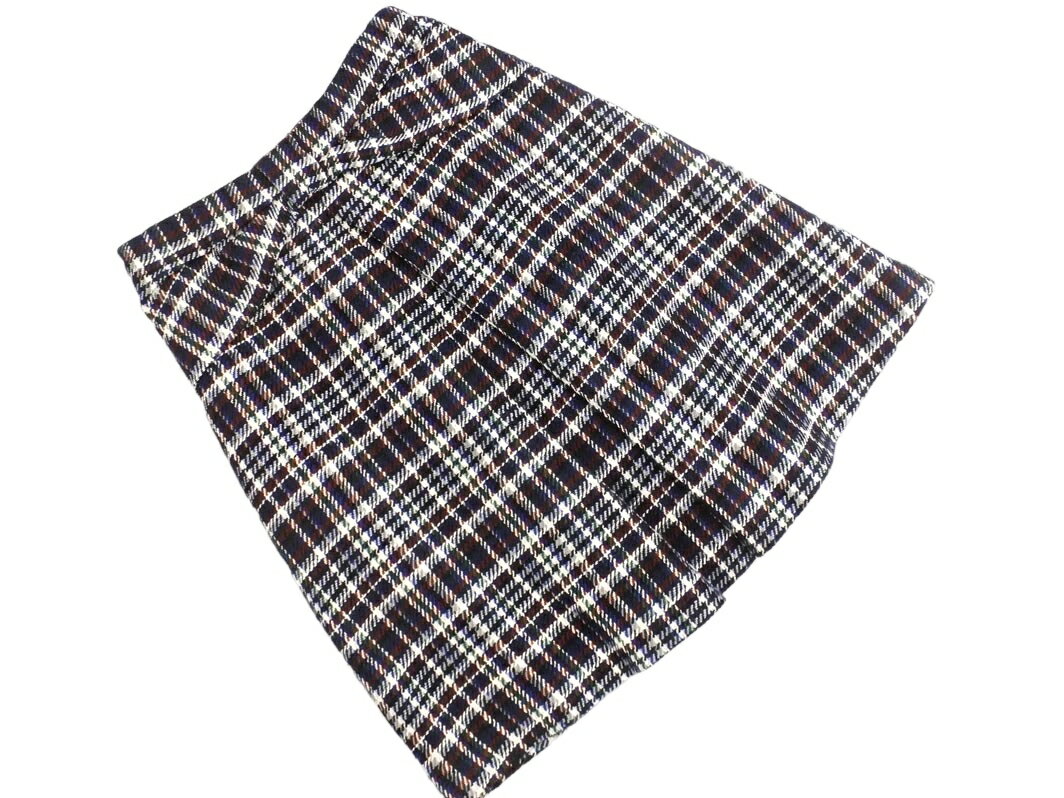 KUMIKYOKU 組曲 Rythme リトゥム ツイード リボン タック スカート size1/紺x白 ◇■ ☆ fia2 レディース【USED】【中古】【古着】【ブランド古着買取・販売ABJ】