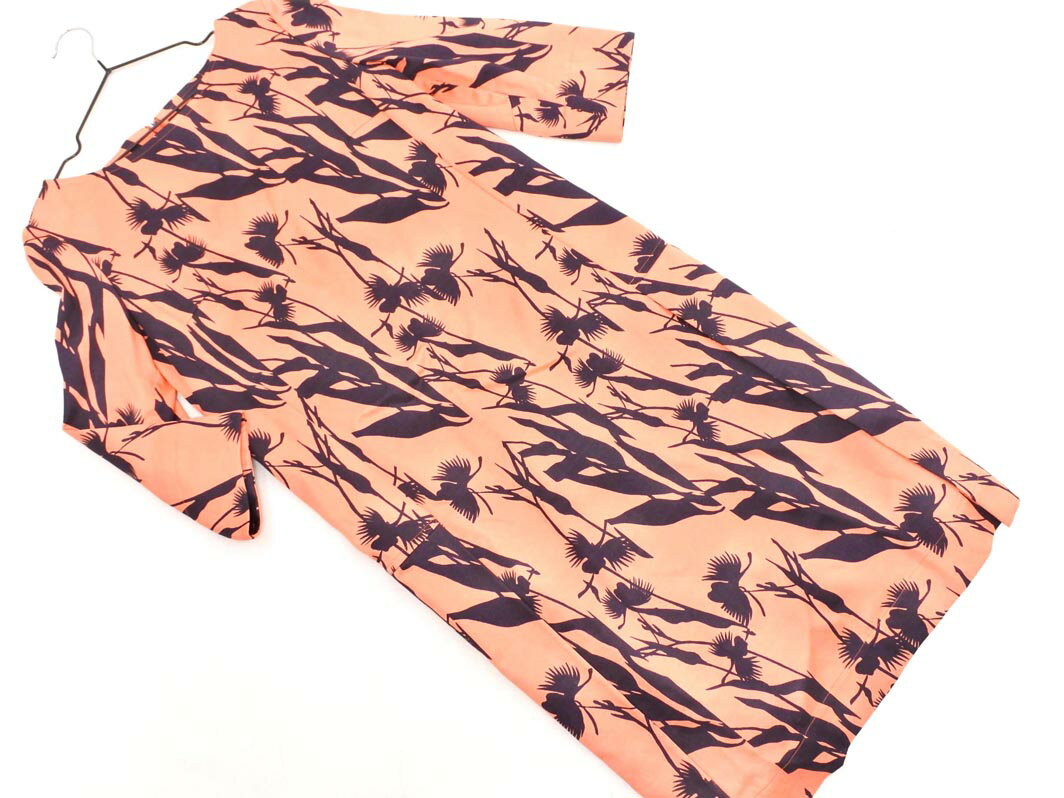 KAMISHIMA CHINAMI カミシマチナミ 総柄 スリット ワンピース size38/オレンジ ■◇ ☆ gec9 レディース【USED】【中古】【古着】【ブランド古着買取・販売ABJ】