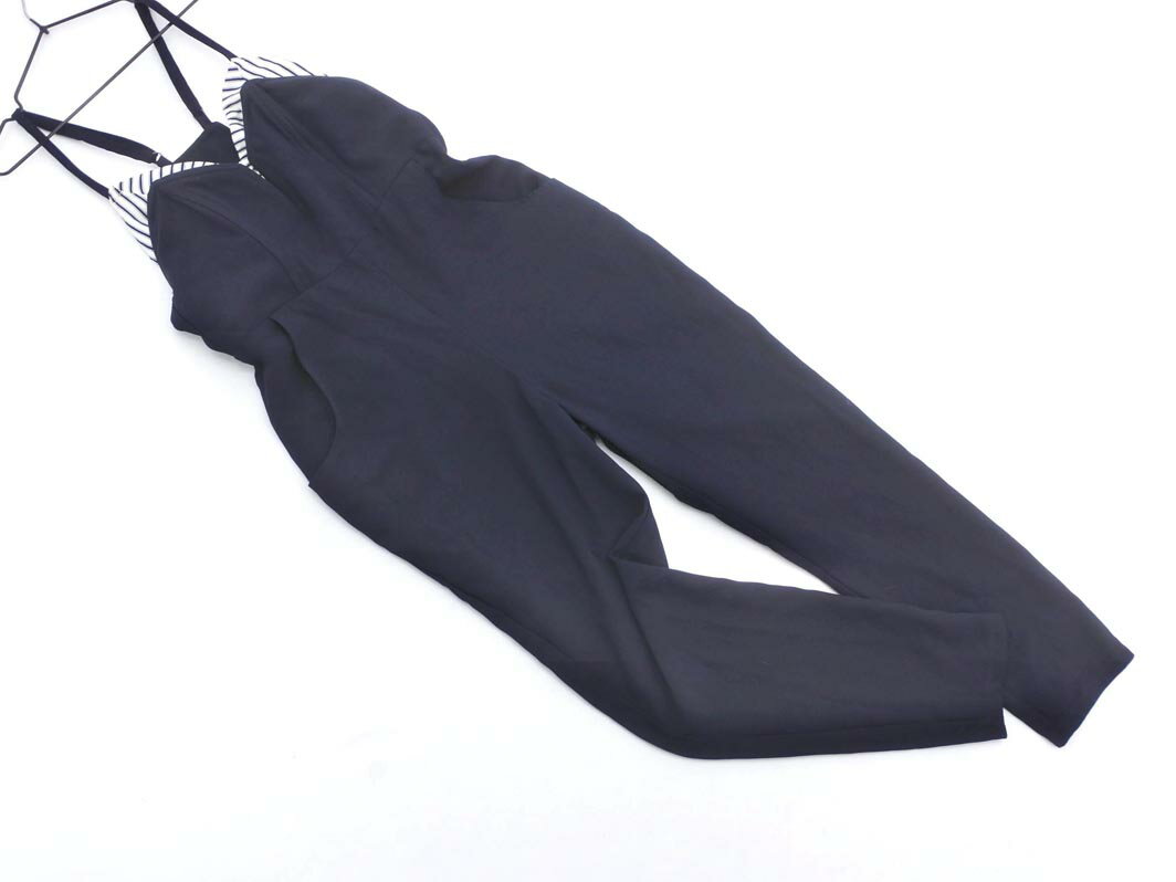 Lily Brown リリーブラウン ストライプ フェイクレイヤード オールインワン size0/濃紺 ■◆ ☆ fga8 レディース【USED】【中古】【古着】【ブランド古着買取・販売ABJ】