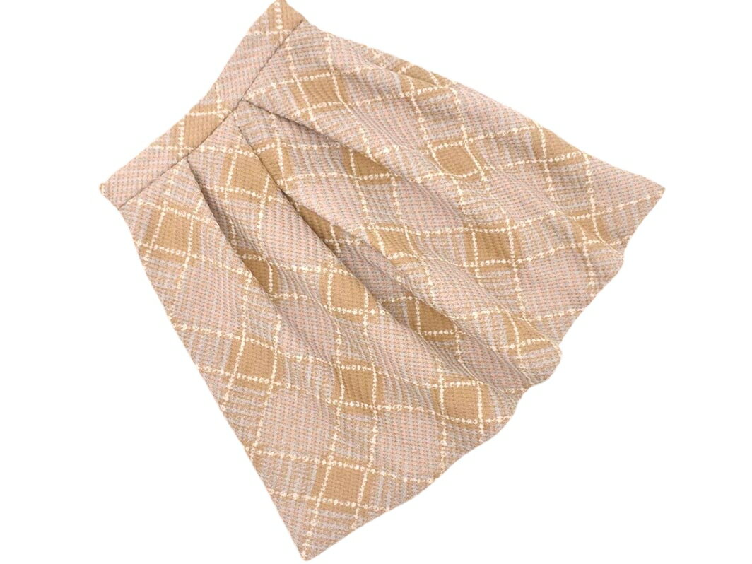 Swingle スウィングル チェック タック フレア スカート sizeM/ベージュ ◇■ ☆ fkb4 レディース【USED】【中古】【古着】【ブランド古着買取・販売ABJ】