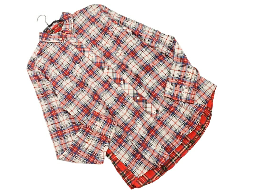 A エィス 切替 チェック シャツ size2/赤x青x白 ■◇ ☆ fcb2 メンズ【USED】【中古】【古着】【ブランド古着買取・販売ABJ】