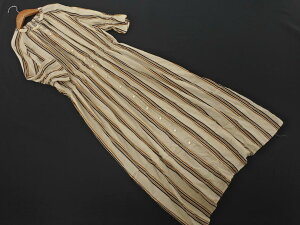 SEVENDAYS=SUNDAY セブンデイズサンデイ ストライプ ウエスト ギャザー シャツ ワンピース sizeF/ベージュ ■◆ ☆ fdd0 レディース【USED】【中古】【古着】【ブランド古着買取・販売ABJ】