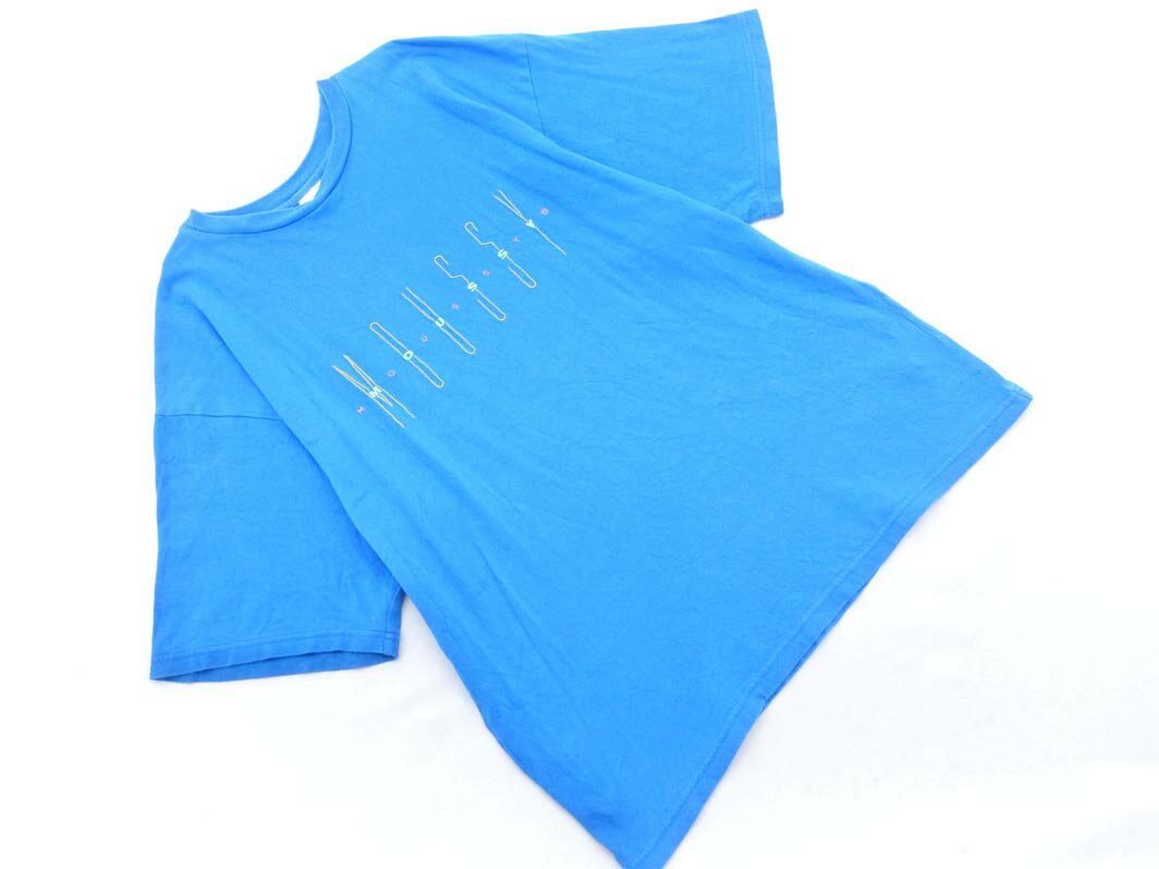 moussy マウジー 刺繍 Tシャツ sizeF/青 