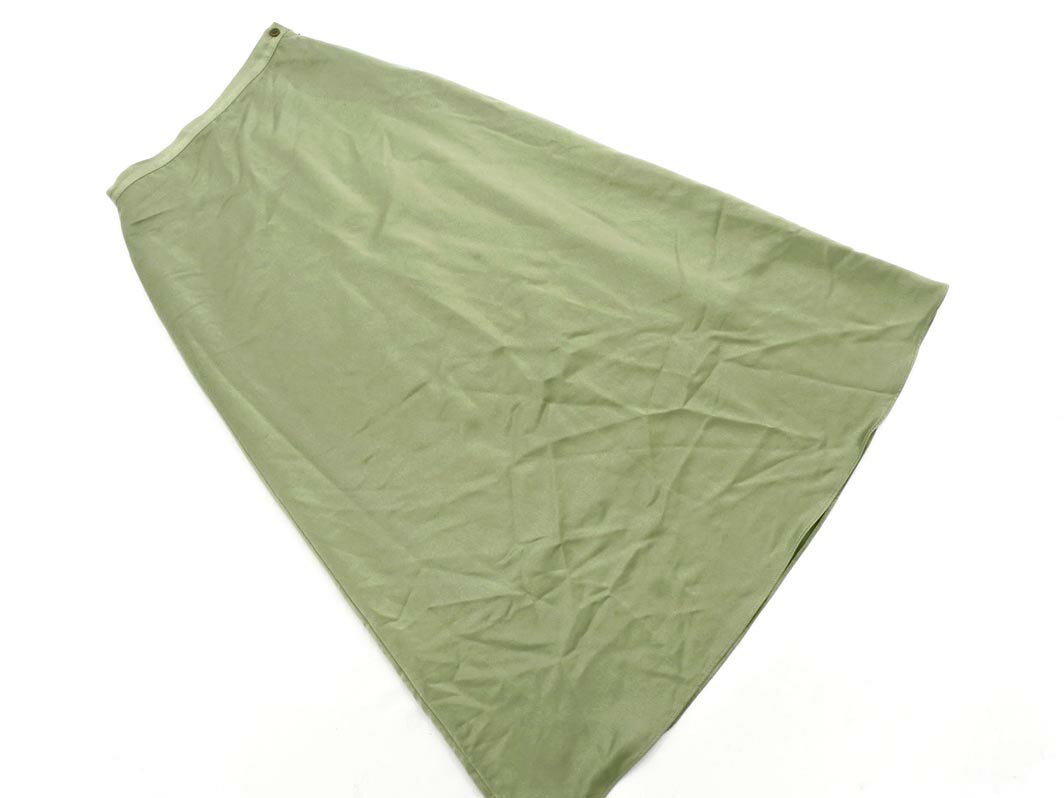 Aga アーガ サテン ロング スカート size9/カーキ ■■ ☆ fja7 レディース【USED】【中古】【古着】【ブランド古着買取・販売ABJ】