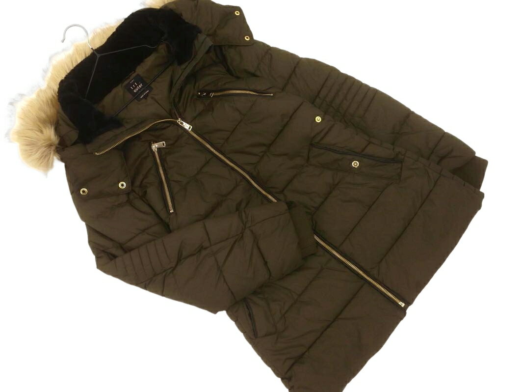 ZARA TRF ザラ トラファ ファー 中綿 コート sizeS/カーキ ◇■ ☆ flc3 レディース【USED】【中古】【古着】【ブランド古着買取・販売ABJ】