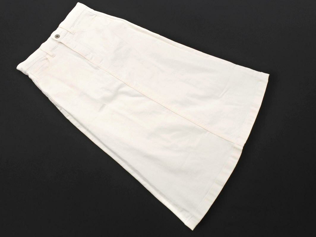 KUMIKYOKU 組曲 ストレッチ ミディ デニムスカート size1/白 ■◇ ☆ gfa3 レディース【USED】【中古】【古着】【ブランド古着買取・販売ABJ】