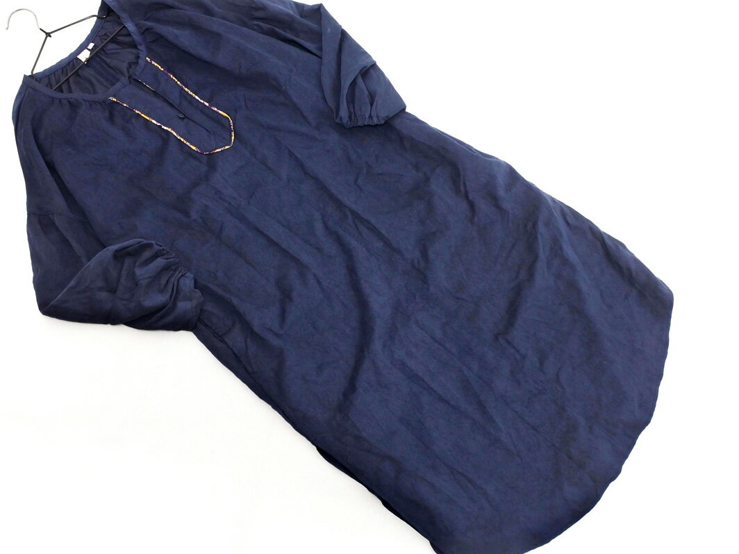 チチカカ キーネック スリット ワイド幅 ワンピース sizeF/紺 ■◇ ☆ fdd0 レディース【USED】【中古】【古着】【ブランド古着買取・販売ABJ】