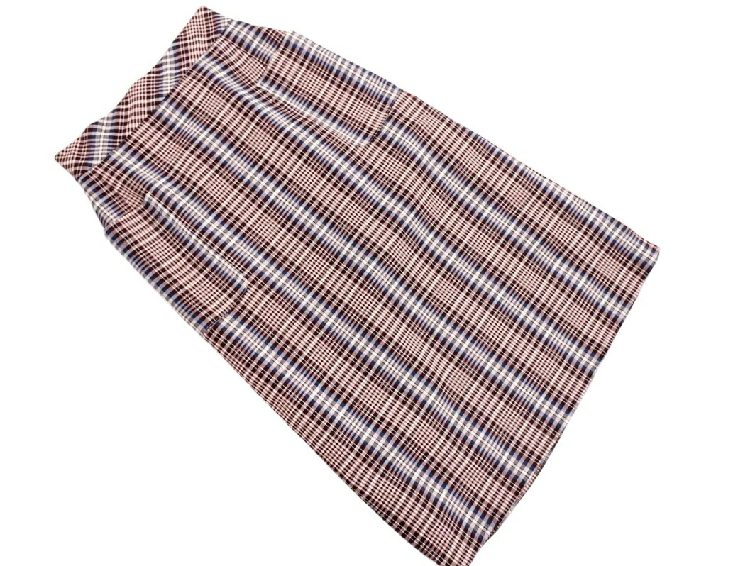 ネコポスOK OPAQUE オペーク チェック Aライン 台形 スカート sizeS/紫 ■■ ☆ fga2 レディース【USED】【中古】【古着】【ブランド古着買取・販売ABJ】