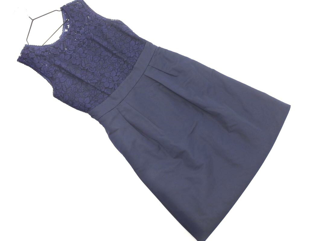 JILLSTUART ジルスチュアート レース切替 ノースリーブ ワンピース sizeM/濃紺 ■◆ ☆ ffb0 レディース【USED】【中古】【古着】【ブランド古着買取・販売ABJ】
