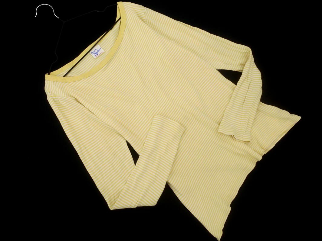 ネコポスOK MILLER ミラー ボートネック 長袖 カットソー sizeF/黄 ■◇ ☆ fdb4 レディース【USED】【中古】【古着】【ブランド古着買取・販売ABJ】
