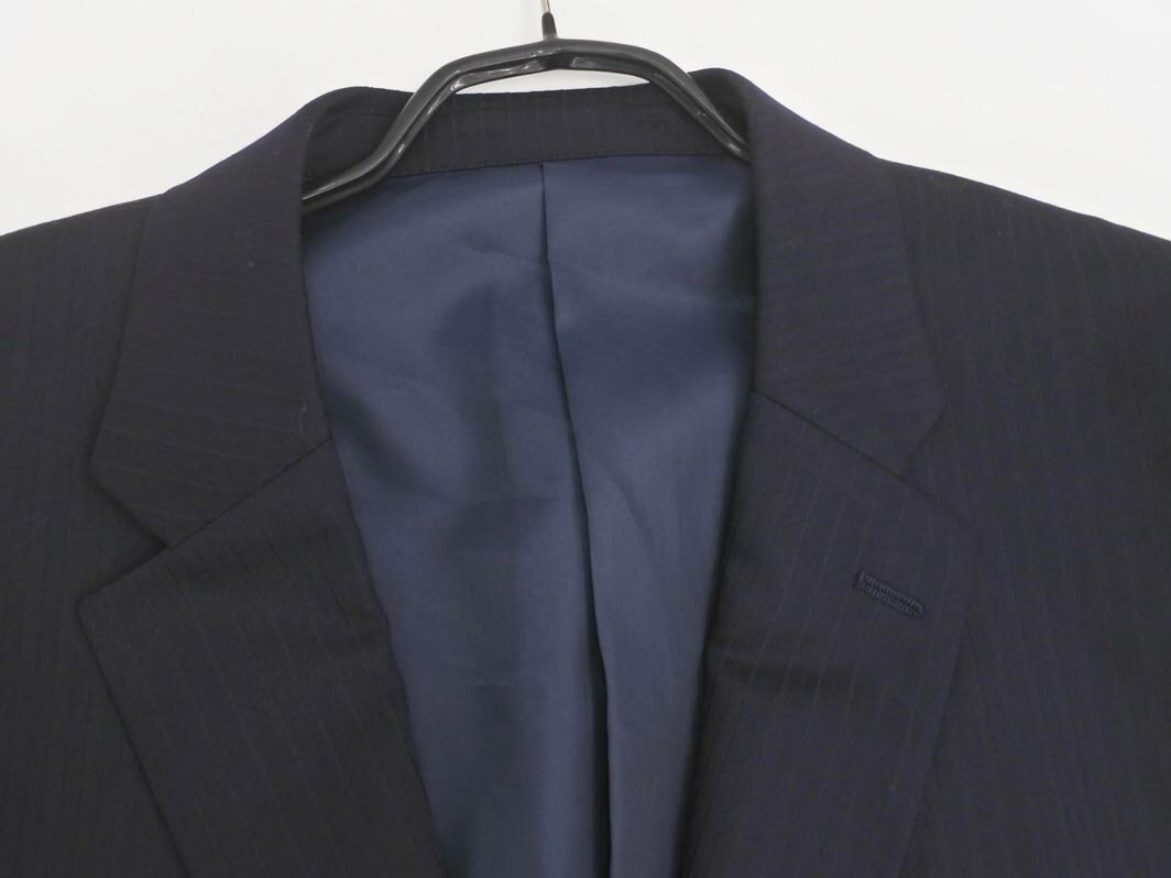 新品 タケオキクチ 大きいサイズ ストライプ セットアップ ジャケット パンツ スーツ size上LXX 下3L/紺 ■◇◎ ☆ fhc1 メンズ【USED】【中古】【古着】【ブランド古着買取・販売ABJ】