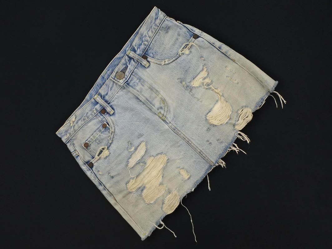 ネコポスOK STUNNING LURE スタニングルアー ダメージ加工 Aライン 台形 デニムスカート size34/水色 ■◇ ☆ gcb3 レディース【USED】【中古】【古着】【ブランド古着買取・販売ABJ】