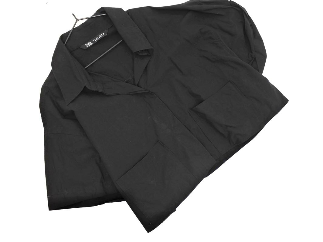 ネコポスOK ZARA ザラ ショート丈 ブラウス シャツ sizeM/黒 ■◆ ☆ fga2 レディース【USED】【中古】【古着】【ブランド古着買取・販売ABJ】