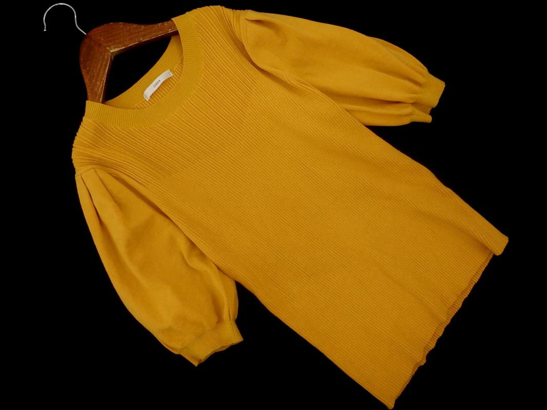 INDEX インデックス パフスリーブ リブ ニット セーター sizeL/マスタード ■◆ ☆ fhc5 レディース【USED】【中古】【古着】【ブランド古着買取・販売ABJ】(4)