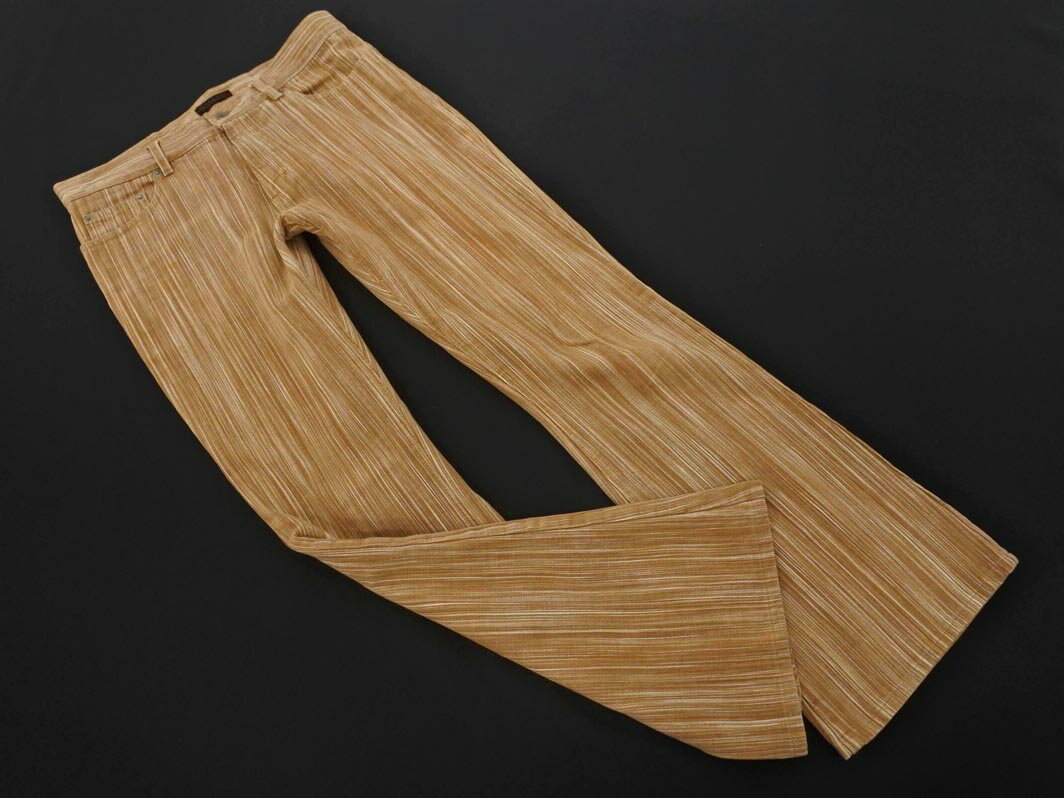 MORGAN モルガン ストライプ フレア デニムパンツ sizeL/茶 ■■ ☆ ffb7 メンズ【USED】【中古】【古着】【ブランド古着買取・販売ABJ】