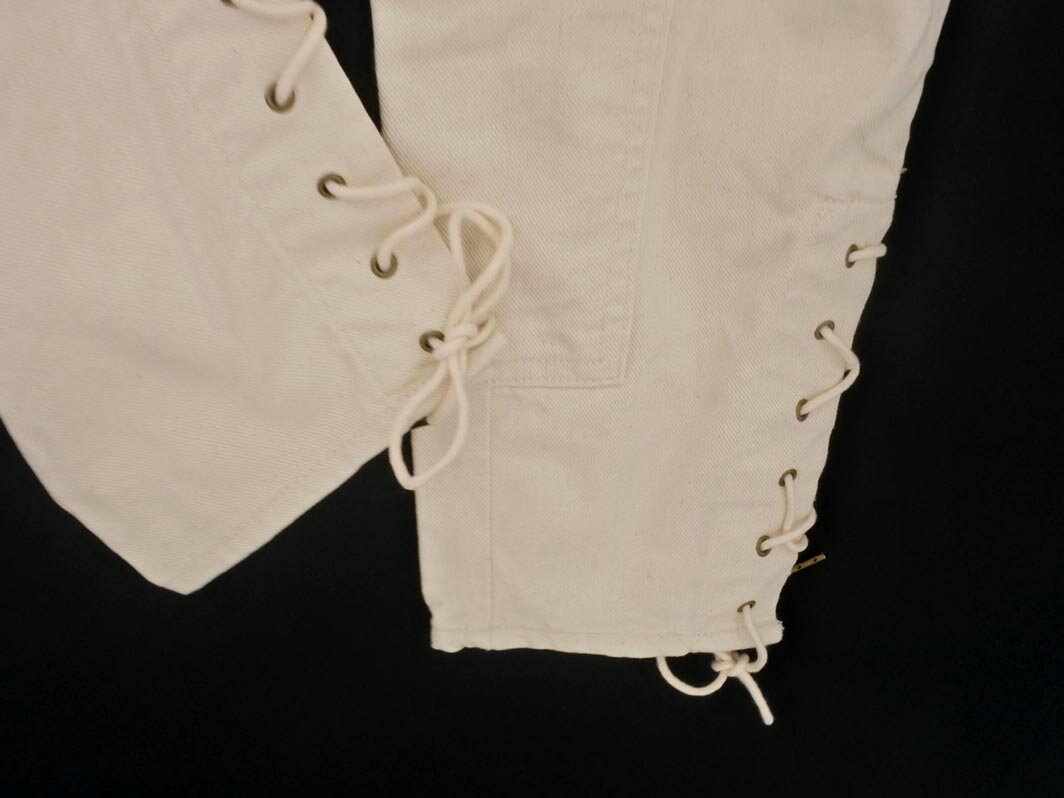 BANANA REPUBLIC バナナリパブリック レースアップ ボタンフライ クロップド パンツ size0/アイボリー ■◇ ☆ fac2 レディース【USED】【中古】【古着】【ブランド古着買取・販売ABJ】