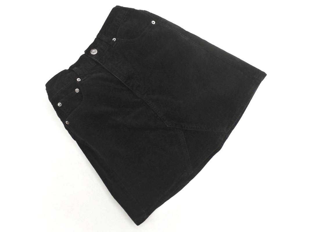 PUNYUS プニュズ 渡辺直美 コーデュロイ Aライン 台形 スカート size1/黒 ◇■ ☆ fja6 レディース【USED】【中古】【古着】【ブランド古着買取・販売ABJ】