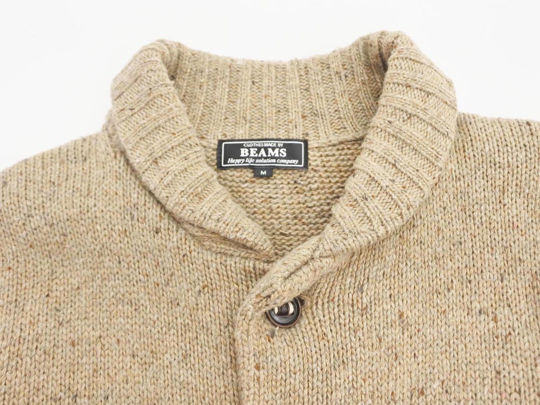 BEAMS ビームス ウール混 カーディガン sizeM/ベージュ ◇■ ☆ fia2 メンズ【USED】【中古】【古着】【ブランド古着買取・販売ABJ】