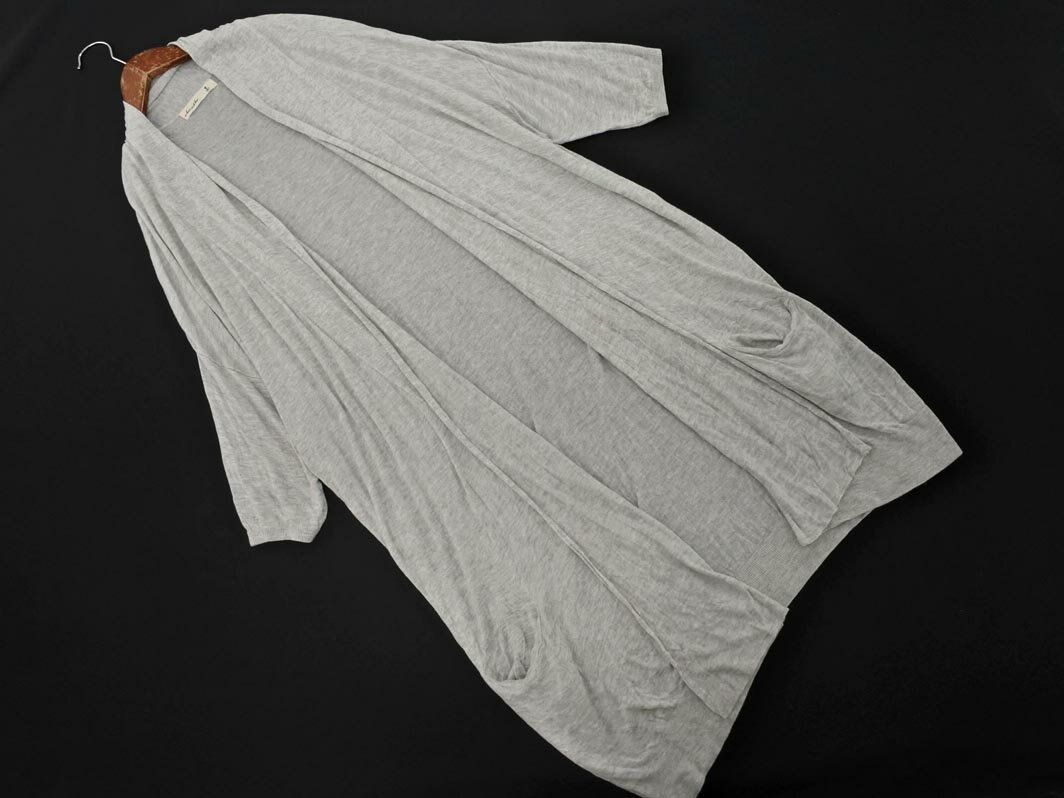 AS KNOW AS アズノゥアズ de base 5分袖 ロング カーディガン sizeF/グレー ■◆ ☆ fec7 レディース【USE..