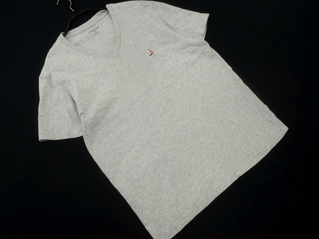 ネコポスOK LANDS&#039; END ランズエンド Vネック Tシャツ sizeM/グレー ■◆ ☆ fec7 メンズ【USED】【..