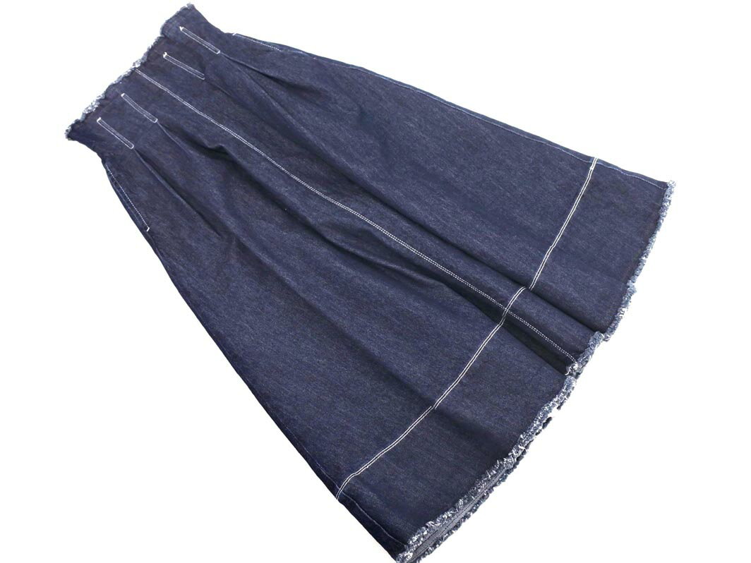 AZUL BY MOUSSY アズールバイマウジー タック カットアウト ロング デニムスカート sizeS/濃紺 ■■ ☆ gfa8 レディース【USED】【中古】【古着】【ブランド古着買取・販売ABJ】