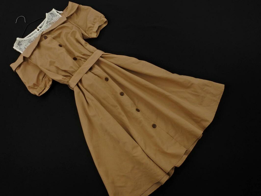 INGNI イング オープンショルダー レース リボン付 ワンピース sizeM/ベージュ ■◆ ☆ fec7 メンズ【USED】【中古】【古着】【ブランド古着...