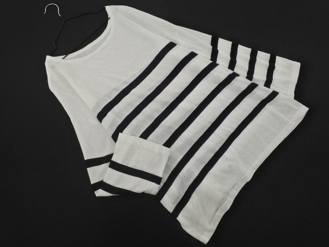 ネコポスOK Spick & Span スピック&スパン ボーダー ニット セーター オフホワイトx紺 ■◆ ☆ fgd0 レディース【USED】【中古】【古着】【ブランド古着買取・販売ABJ】
