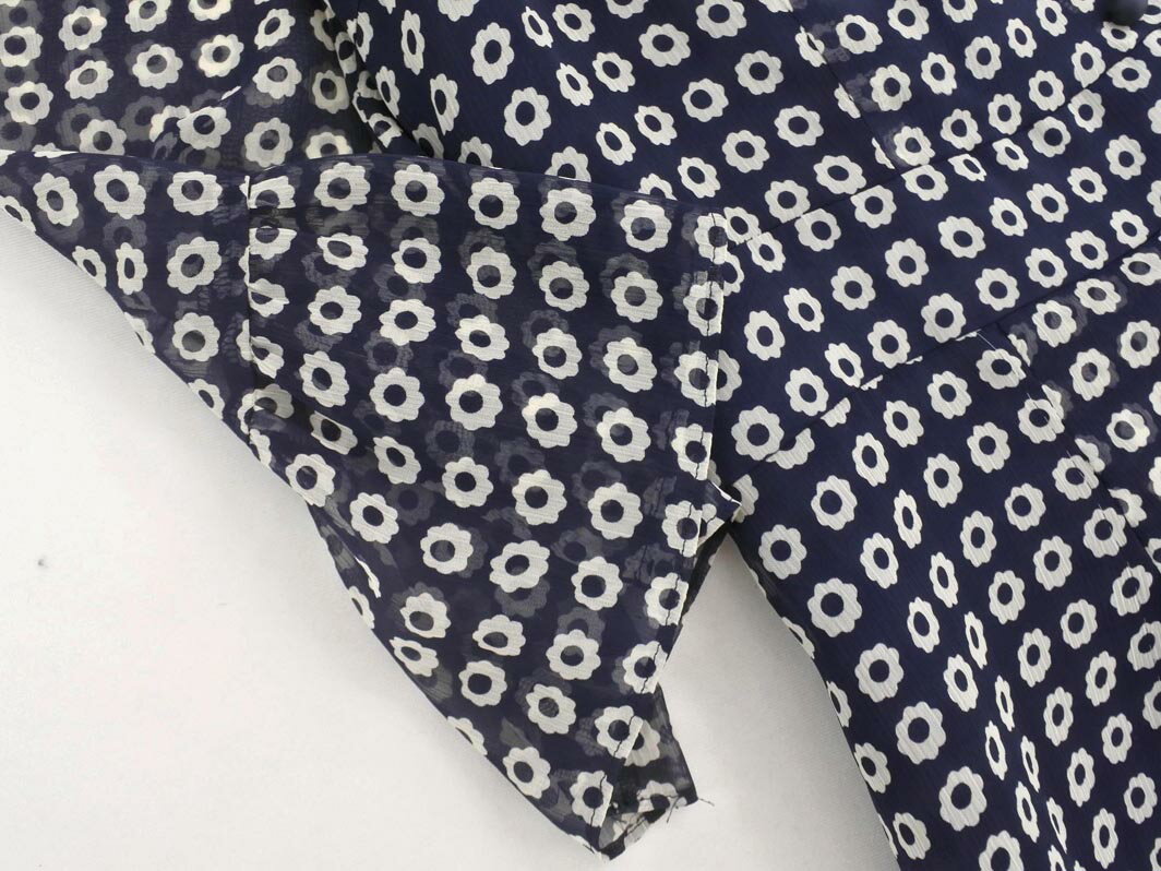 NATURAL BEAUTY BASIC ナチュラルビューティーベーシック 総柄 花柄 Aライン ワンピース sizeL/紺 ■◇ ☆ fhc5 レディース【USED】【中古】【古着】【ブランド古着買取・販売ABJ】