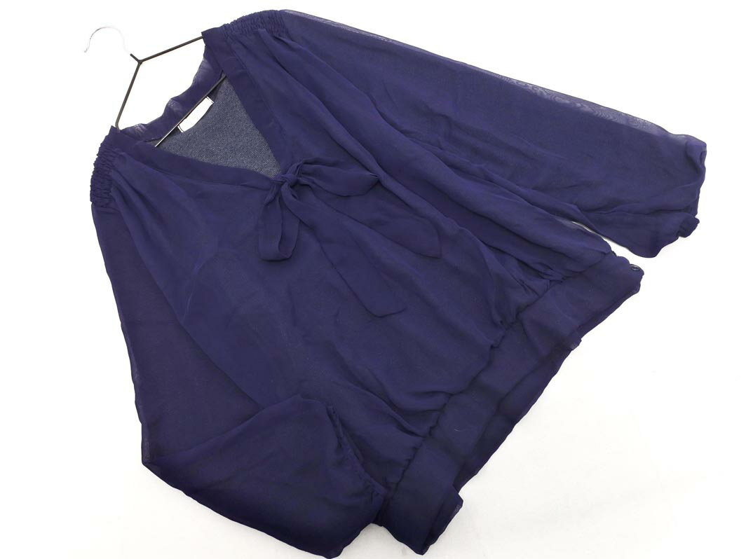 After All アフターオール シフォン リボン ブラウス シャツ sizeM/紺 ■◇ ☆ fhc1 レディース【USED】【中古】【古着】【ブランド古着買取・販売ABJ】