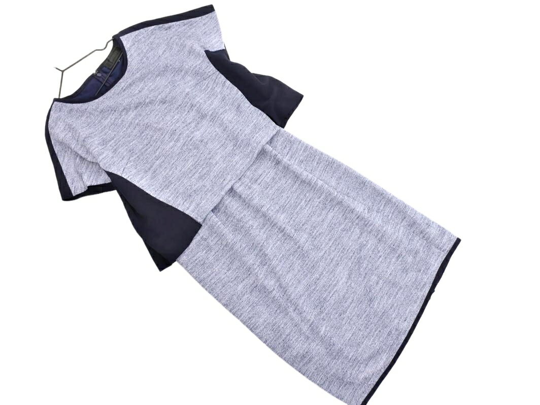UNTITLED アンタイトル 素材 切替 セットアップ風 ワンピース size2/紺x青 ■◆ ☆ ffb0 レディース【USED】【中古】【古着】【ブランド...