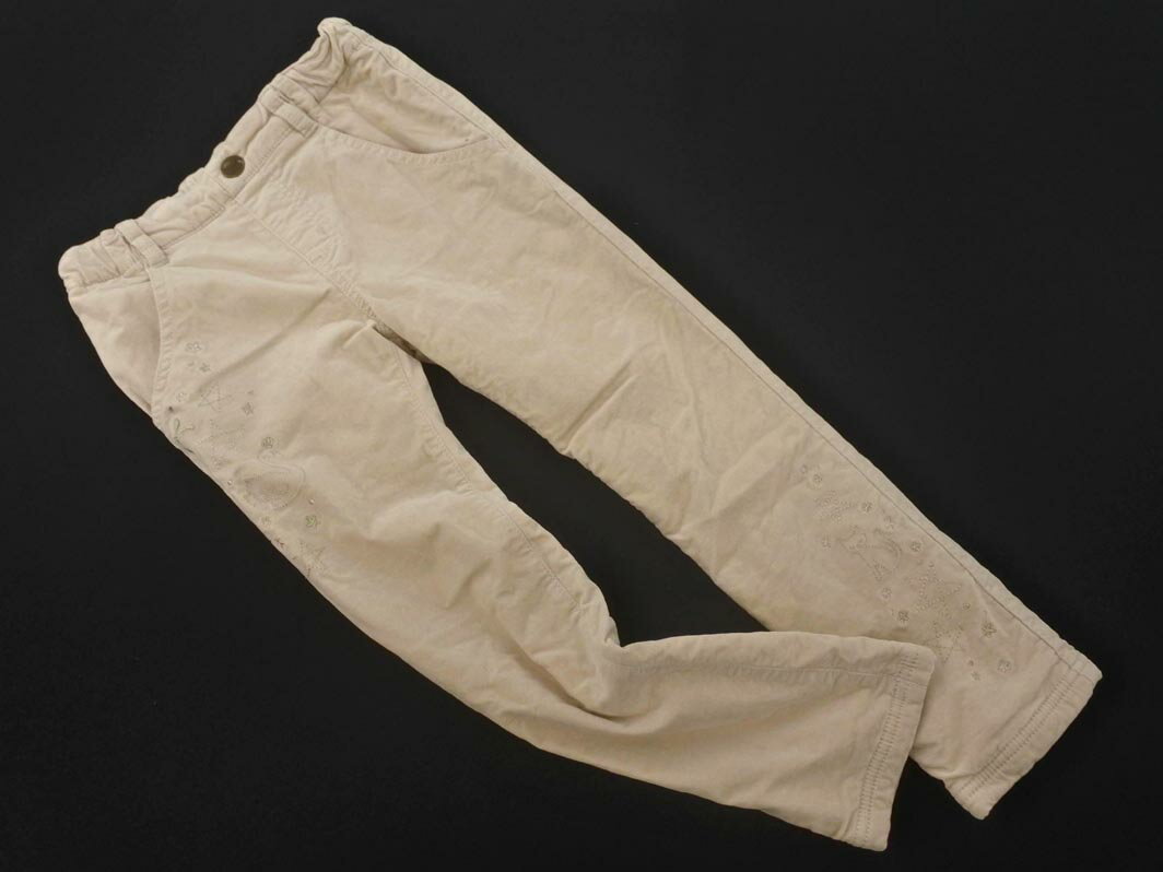 ANNA SUI mini アナスイミニ 刺繍 コーデュロイ 裏起毛 パンツ size120cm/ベージュ ◇■ ☆ fja8 女の子【USED】【中古】【古着...