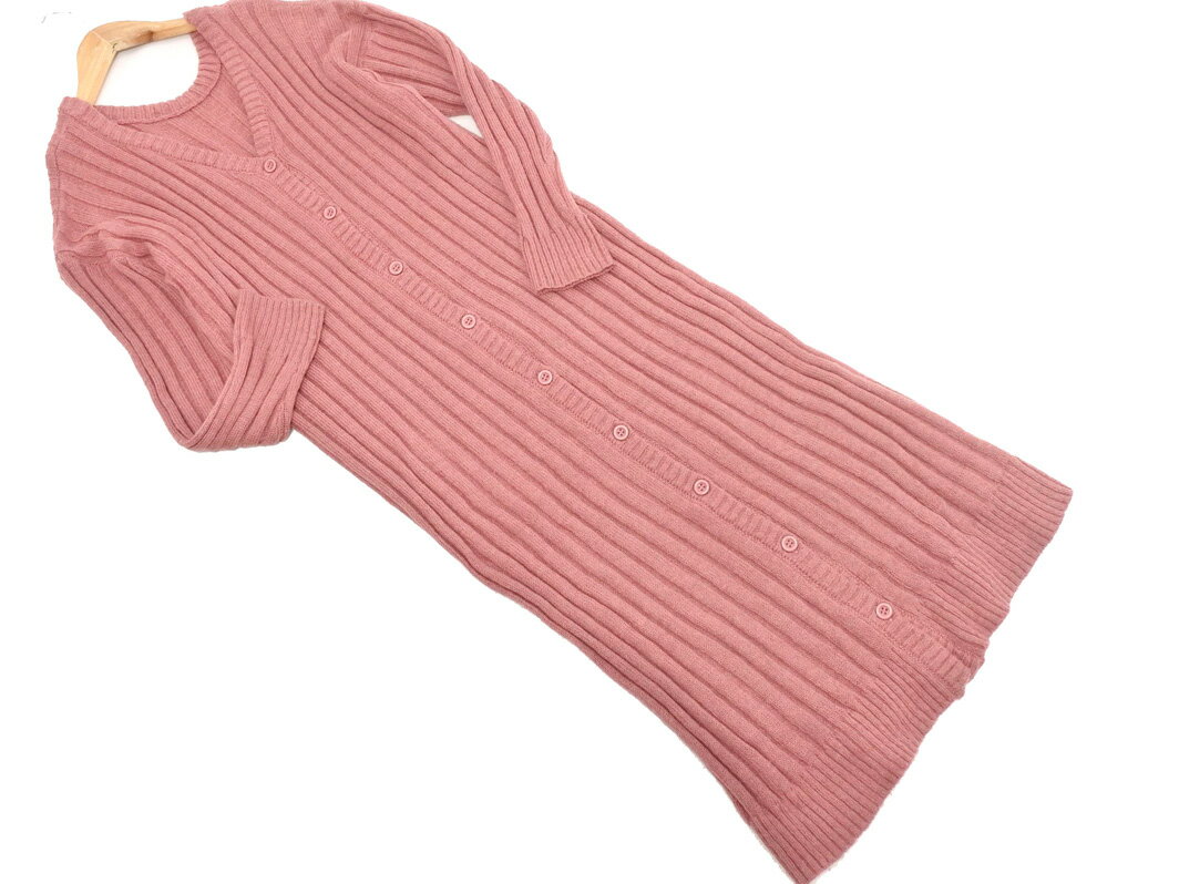 グリーンレーベルリラクシング ユナイテッドアローズ ウール混 カーディガン ニット ワンピース sizeF/ピンク ◇■ ☆ fjb0 レディース【USED】【中古】【古着】【ブランド古着買取・販売ABJ】(4)