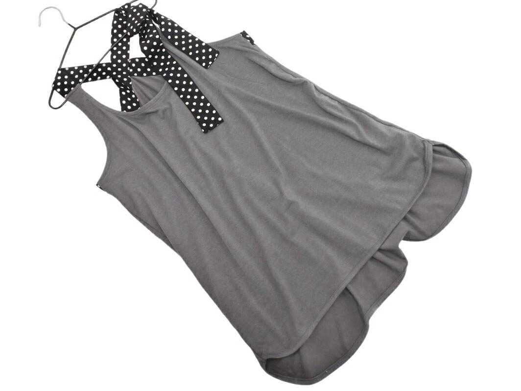 ネコポスOK n&#039;Or ノアール ドット リボン タンクトップ sizeF/グレー ■◆ ☆ ffc0 レディース【USED..