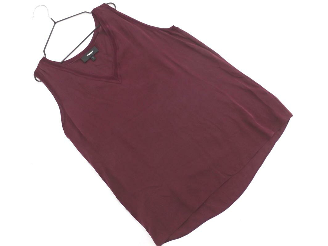 theory セオリー シルク100% ノースリーブ ブラウス シャツ sizeS/ボルドー ■◆ ☆ fda9 レディース【USED】【中古】【古着】【ブランド古着買取・販売ABJ】