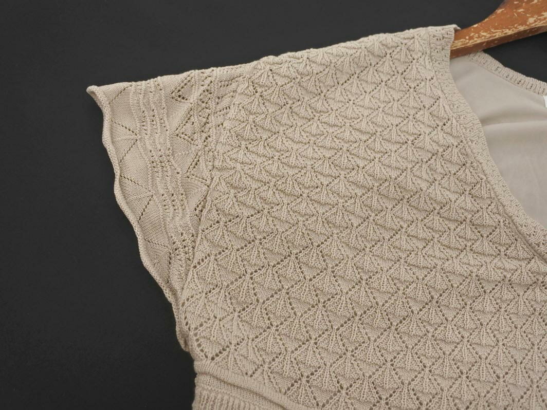 ネコポスOK niko and ニコ アンド フリル サマー ニット セーター sizeL/ベージュ ■◆ ☆ ffb9 レディース【USED】【中古】【古着】【ブランド古着買取・販売ABJ】