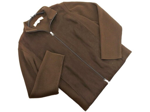 グリーンレーベルリラクシング ユナイテッドアローズ ニット 切替 ジップアップ スタンドカラー ジャケット sizeS/茶 ◇■ ☆ fhc6 メンズ【USED】【中古】【古着】【ブランド古着買取・販売ABJ】