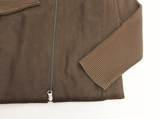 グリーンレーベルリラクシング ユナイテッドアローズ ニット 切替 ジップアップ スタンドカラー ジャケット sizeS/茶 ◇■ ☆ fhc6 メンズ【USED】【中古】【古着】【ブランド古着買取・販売ABJ】