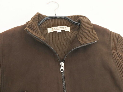 グリーンレーベルリラクシング ユナイテッドアローズ ニット 切替 ジップアップ スタンドカラー ジャケット sizeS/茶 ◇■ ☆ fhc6 メンズ【USED】【中古】【古着】【ブランド古着買取・販売ABJ】