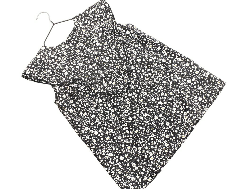 ネコポスOK AG by aquagirl エージーバイアクアガール 花柄 フリルスリーブ ブラウス sizeM/黒 ■◆ ☆ fea1 レディース【USED】【中古】【古着】【ブランド古着買取・販売ABJ】