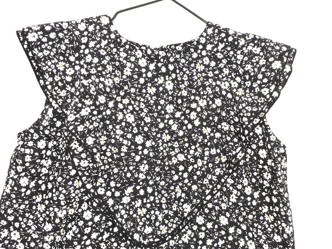 ネコポスOK AG by aquagirl エージーバイアクアガール 花柄 フリルスリーブ ブラウス sizeM/黒 ■◆ ☆ fea1 レディース【USED】【中古】【古着】【ブランド古着買取・販売ABJ】