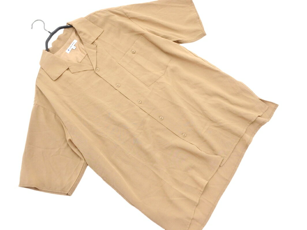 ネコポスOK GLOBAL WORK グローバルワーク オープンカラー シャツ sizeS/ベージュ ■◆ ☆ fgb7 メンズ【USED】【中古】【古着】【ブランド古着買取・販売ABJ】