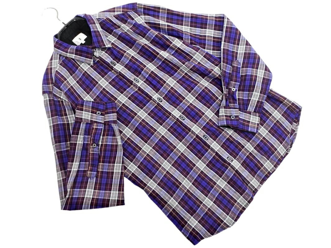 Chopova 紫 チェック柄 長袖シャツ レース Chopova 紫 チェック柄 長袖シャツ レース レディース 長袖